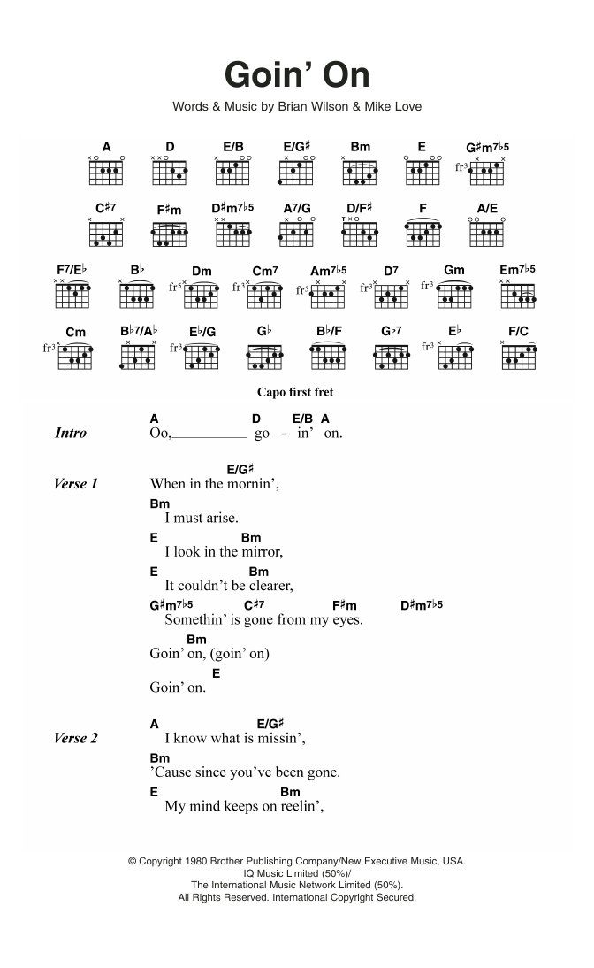 The Beach Boys Goin' On sheet music notes and chords arranged for Guitar Chords/Lyrics