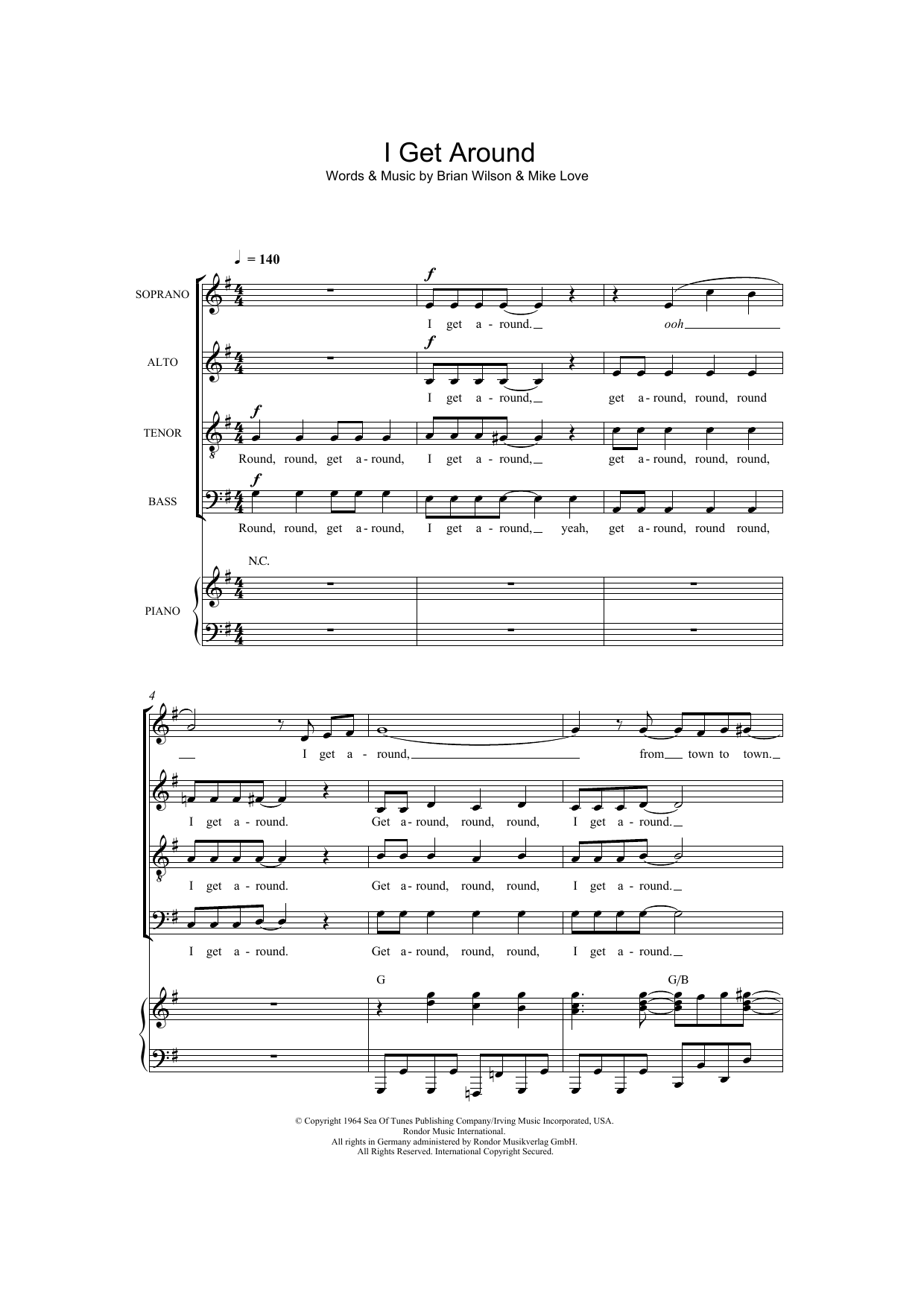 The Beach Boys I Get Around (arr. Thomas Lydon) sheet music notes and chords arranged for SATB Choir