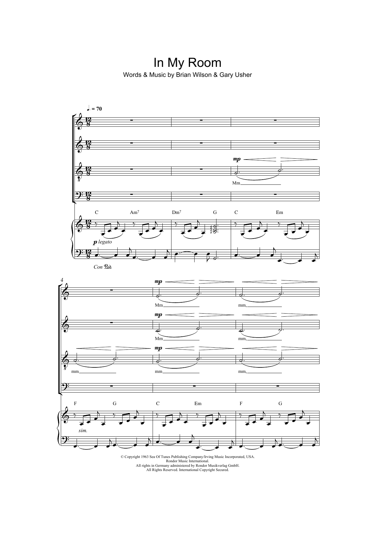 The Beach Boys In My Room (arr. Jeremy Birchall) sheet music notes and chords arranged for SATB Choir