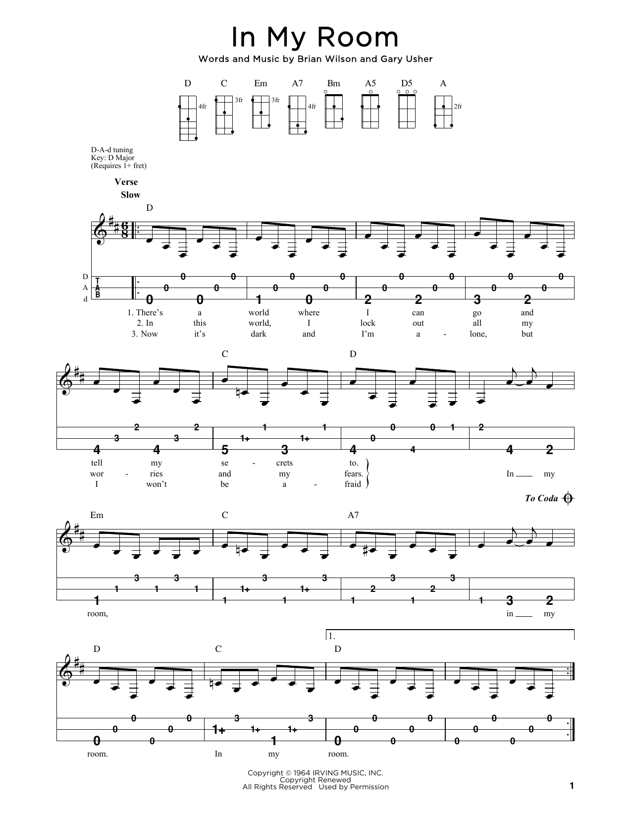 The Beach Boys In My Room (arr. Steven B. Eulberg) sheet music notes and chords arranged for Dulcimer