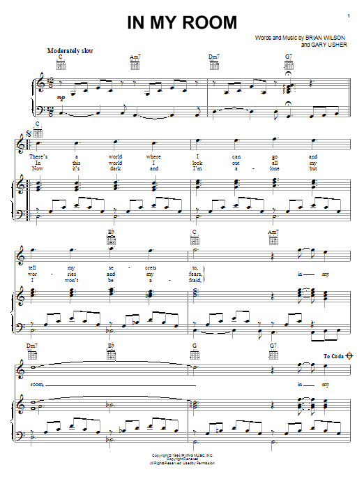 The Beach Boys In My Room sheet music notes and chords arranged for French Horn Solo