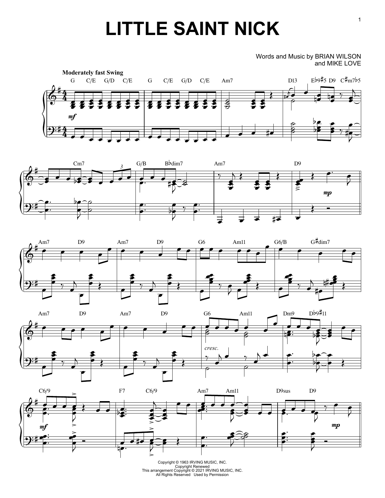 The Beach Boys Little Saint Nick [Jazz version] (arr. Brent Edstrom) sheet music notes and chords arranged for Piano Solo