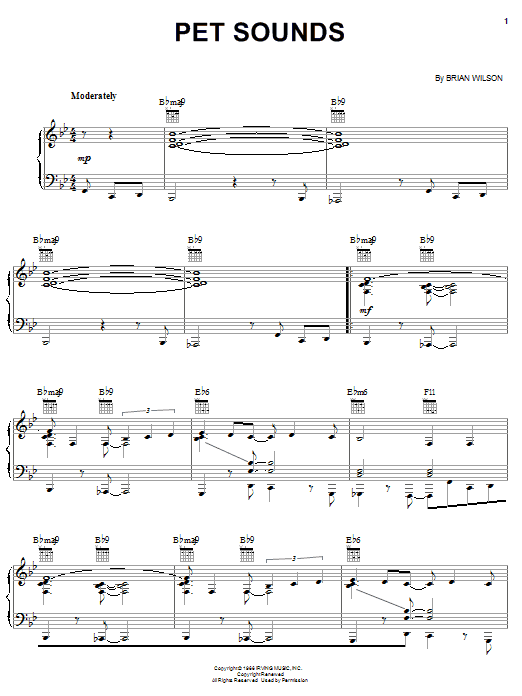 The Beach Boys Pet Sounds sheet music notes and chords arranged for Piano, Vocal & Guitar Chords (Right-Hand Melody)