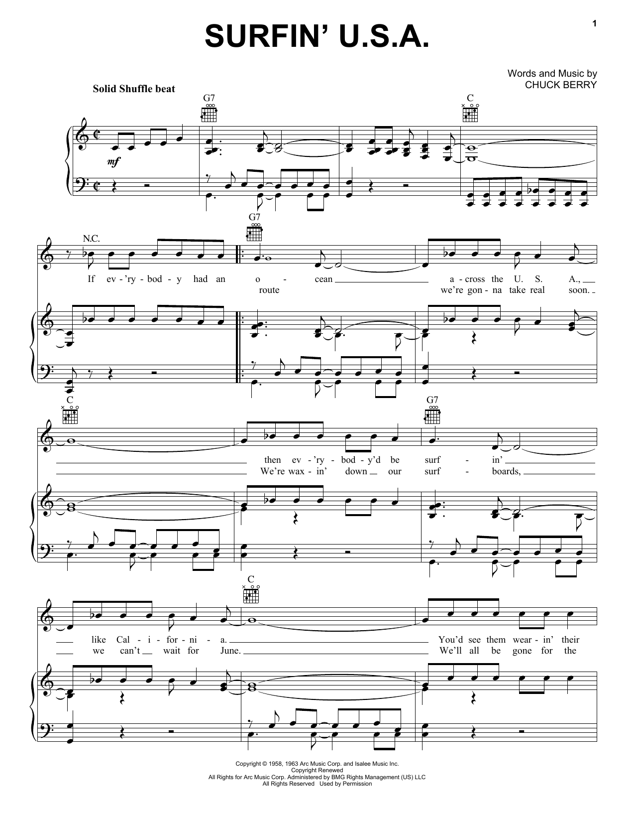 The Beach Boys Surfin' U.S.A. sheet music notes and chords arranged for French Horn Solo