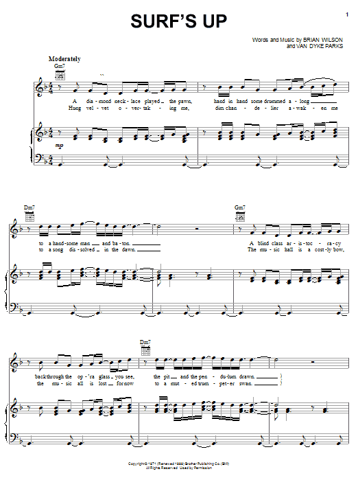 The Beach Boys Surf's Up sheet music notes and chords arranged for Piano, Vocal & Guitar Chords (Right-Hand Melody)