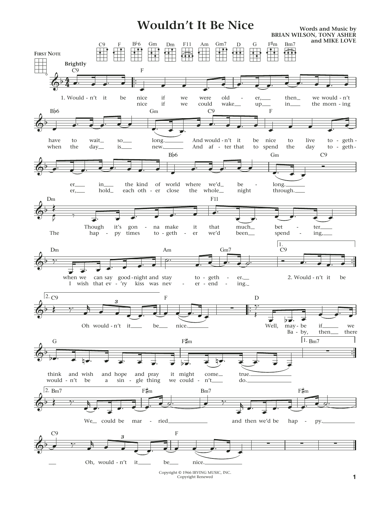 The Beach Boys Wouldn't It Be Nice (from The Daily Ukulele) (arr. Liz and Jim Beloff) sheet music notes and chords arranged for Ukulele