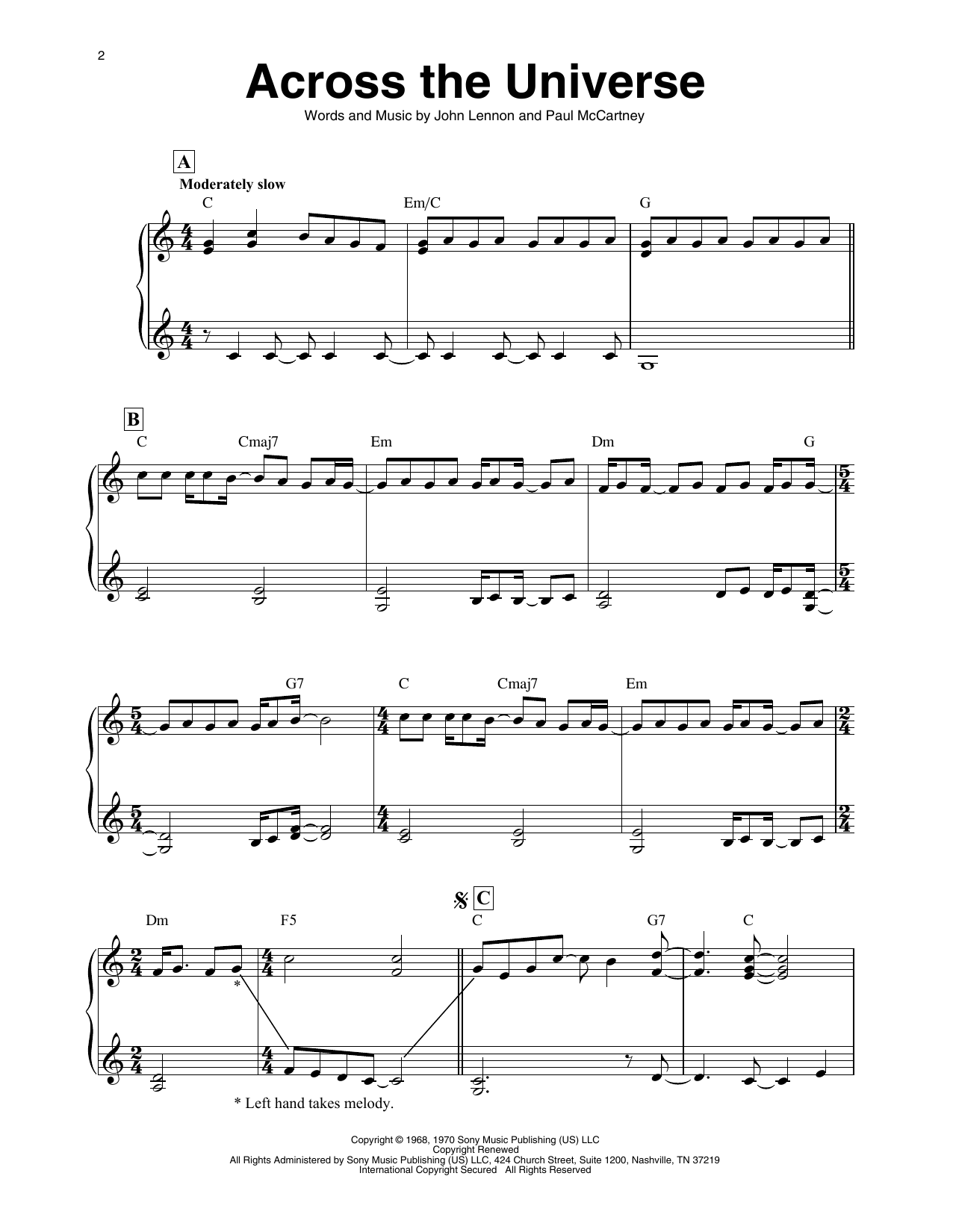 The Beatles Across The Universe (arr. Maeve Gilchrist) sheet music notes and chords arranged for Harp