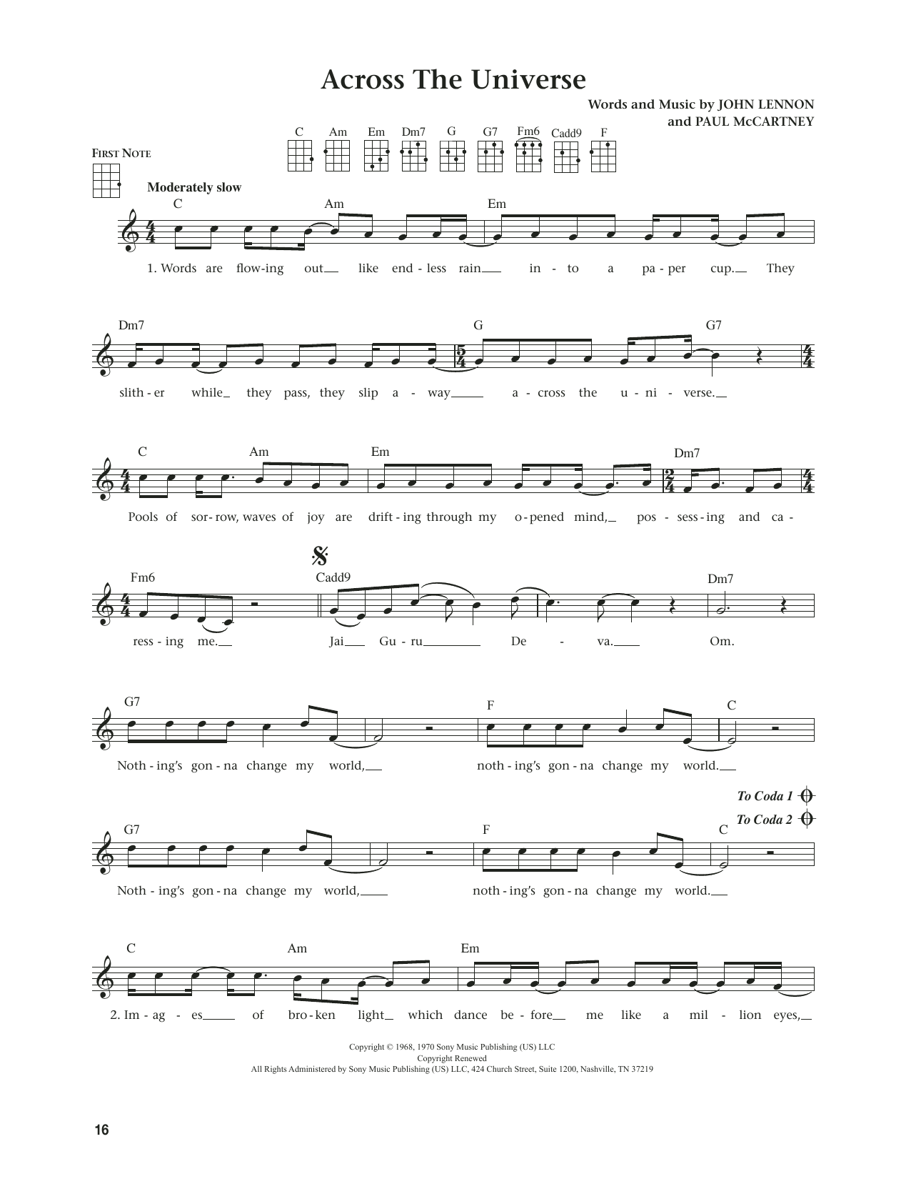 The Beatles Across The Universe (from The Daily Ukulele) (arr. Jim Beloff) sheet music notes and chords arranged for Ukulele
