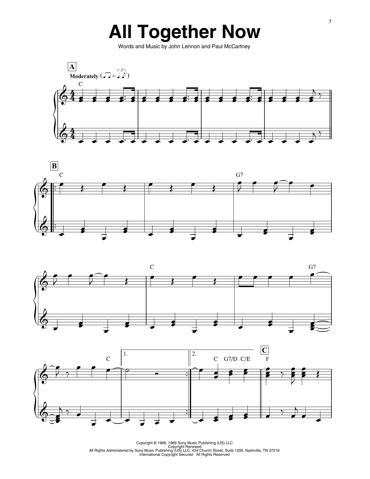 The Beatles All Together Now (arr. Maeve Gilchrist) sheet music notes and chords arranged for Harp