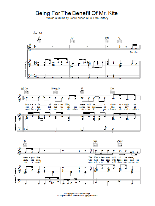 The Beatles Being For The Benefit Of Mr. Kite sheet music notes and chords arranged for Easy Guitar