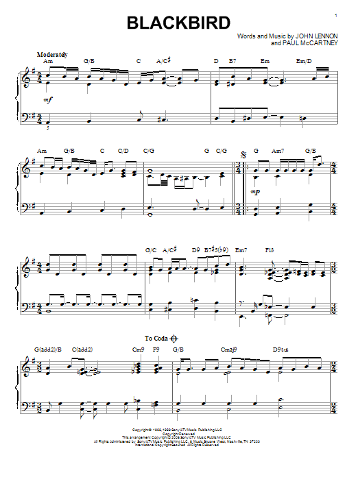 The Beatles Blackbird [Jazz version] (arr. Brent Edstrom) sheet music notes and chords arranged for Piano & Vocal