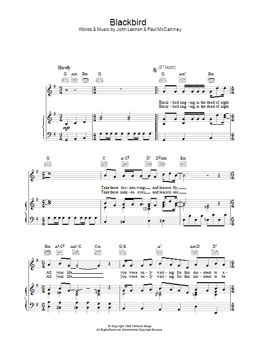 The Beatles Blackbird sheet music notes and chords arranged for TTBB Choir