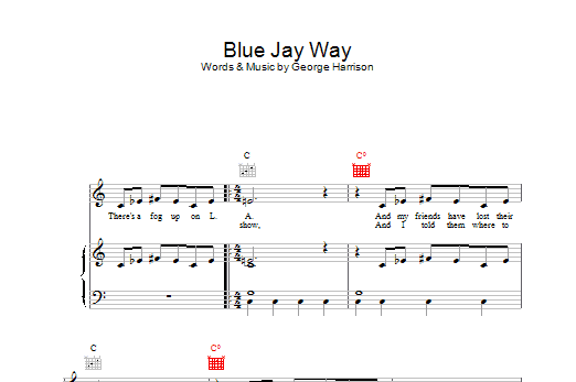 The Beatles Blue Jay Way sheet music notes and chords arranged for Piano, Vocal & Guitar Chords