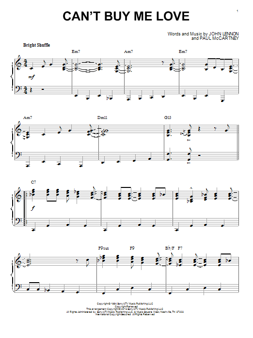 The Beatles Can't Buy Me Love [Jazz version] (arr. Brent Edstrom) sheet music notes and chords arranged for Piano Solo