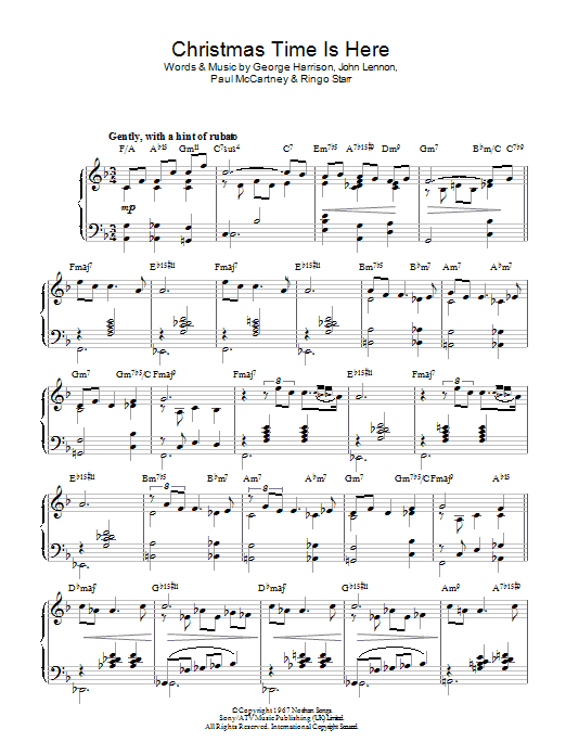 The Beatles Christmas Time (Is Here Again) sheet music notes and chords arranged for Guitar Chords/Lyrics