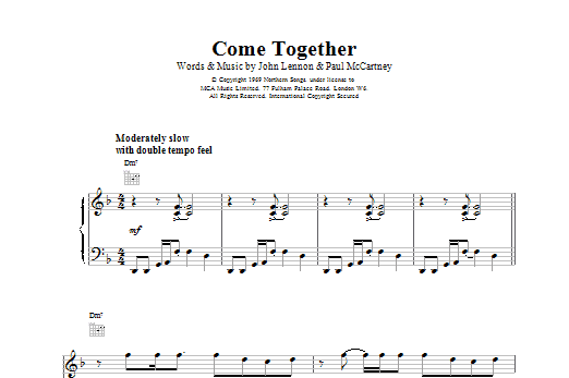 The Beatles Come Together sheet music notes and chords arranged for Lead Sheet / Fake Book