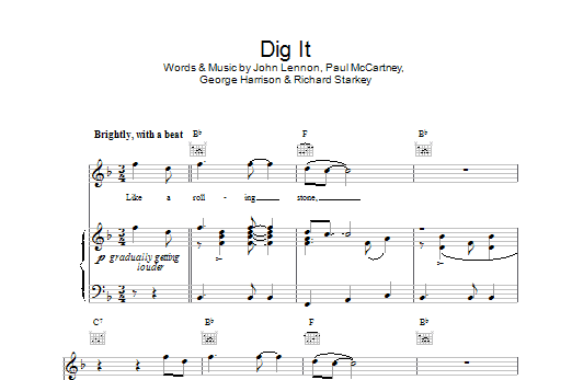 The Beatles Dig It sheet music notes and chords arranged for Piano, Vocal & Guitar Chords