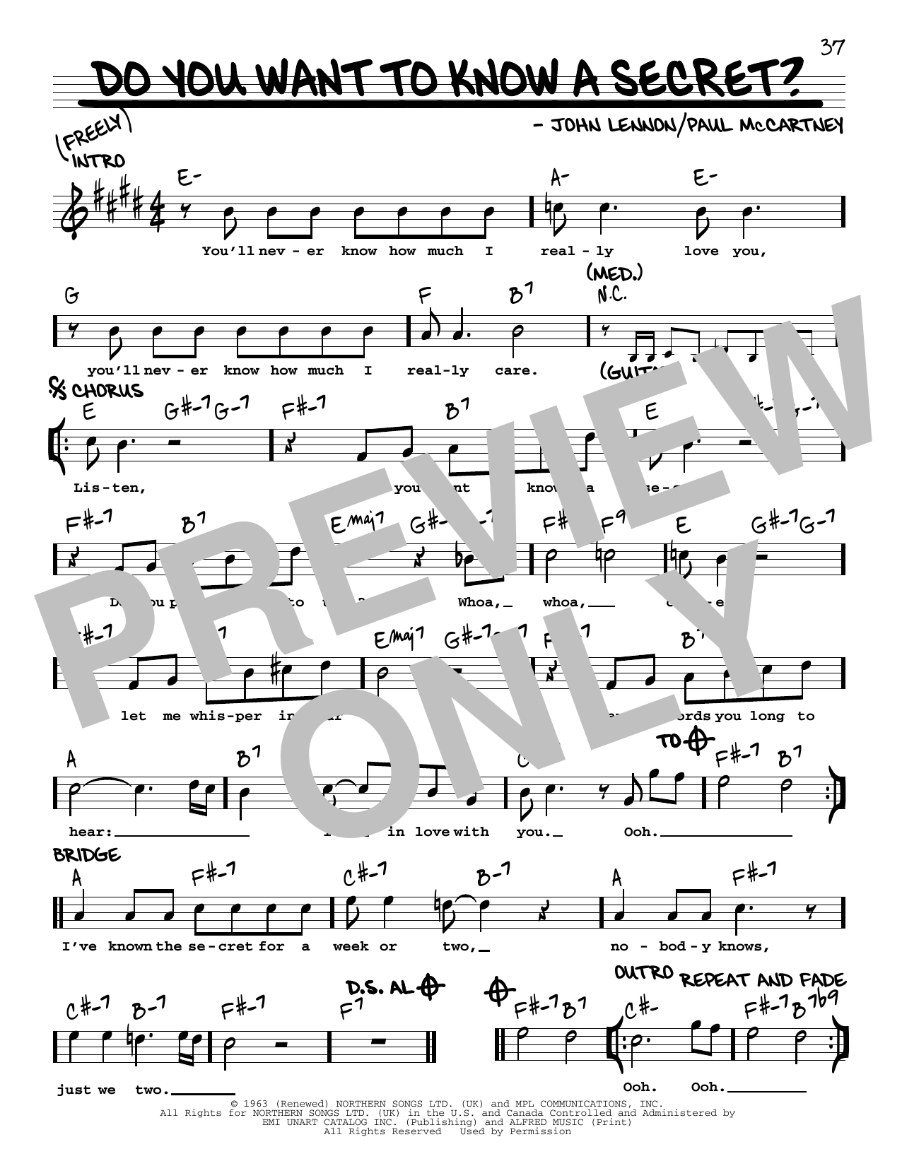 The Beatles Do You Want To Know A Secret? [Jazz version] sheet music notes and chords arranged for Real Book – Melody, Lyrics & Chords