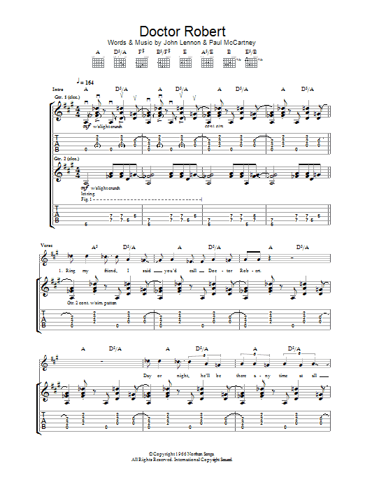 The Beatles Doctor Robert (Or Dr Robert - Optional) sheet music notes and chords arranged for Guitar Tab