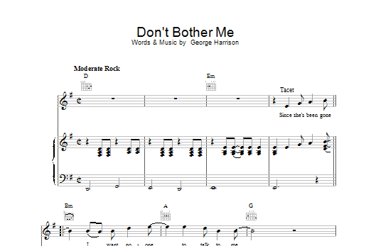 The Beatles Don't Bother Me sheet music notes and chords arranged for Piano, Vocal & Guitar Chords