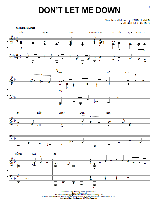 The Beatles Don't Let Me Down [Jazz version] (arr. Brent Edstrom) sheet music notes and chords arranged for Piano Solo