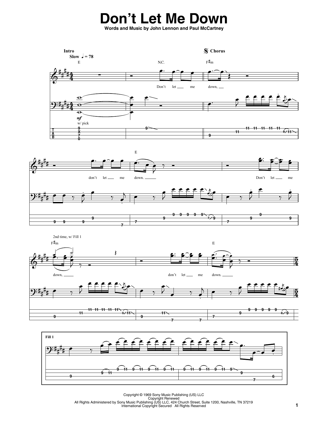 The Beatles Don't Let Me Down sheet music notes and chords arranged for Guitar Tab (Single Guitar)