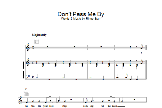 The Beatles Don't Pass Me By sheet music notes and chords arranged for Piano, Vocal & Guitar Chords