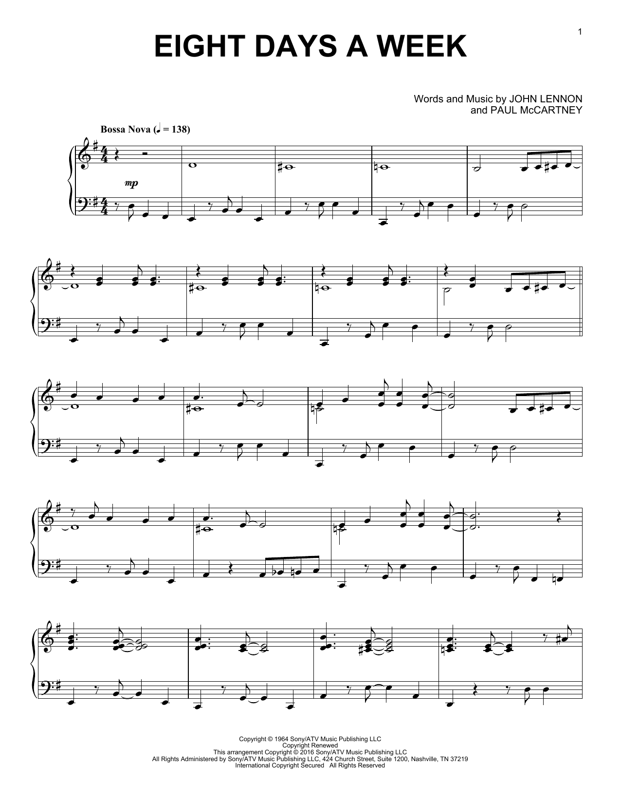 The Beatles Eight Days A Week [Jazz version] sheet music notes and chords arranged for Real Book – Melody, Lyrics & Chords
