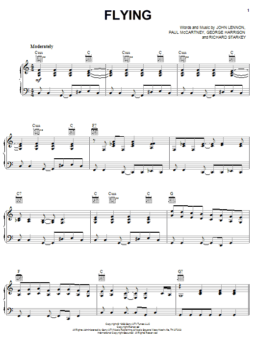 The Beatles Flying sheet music notes and chords arranged for Easy Piano