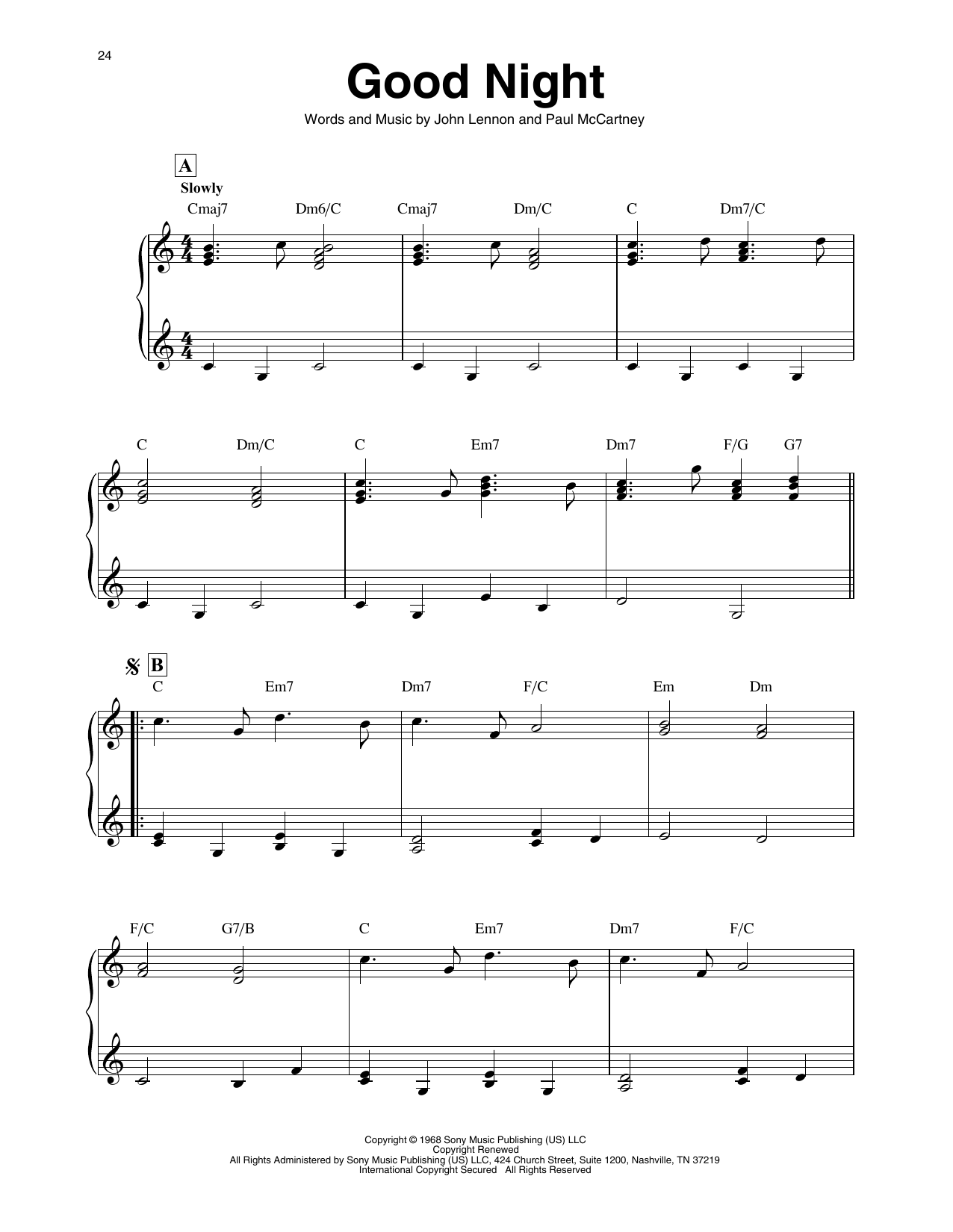 The Beatles Good Night (arr. Maeve Gilchrist) sheet music notes and chords arranged for Harp