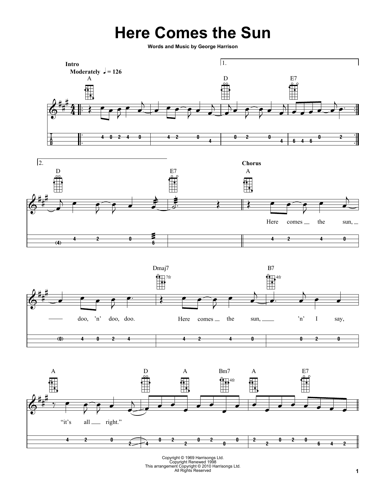 The Beatles Here Comes The Sun (arr. Bobby Westfall) sheet music notes and chords arranged for Mandolin