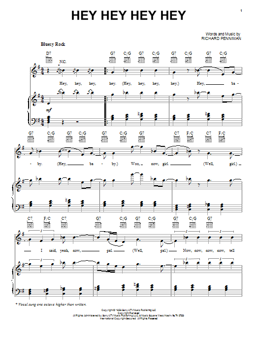 The Beatles Hey Hey Hey Hey sheet music notes and chords arranged for Piano, Vocal & Guitar Chords (Right-Hand Melody)
