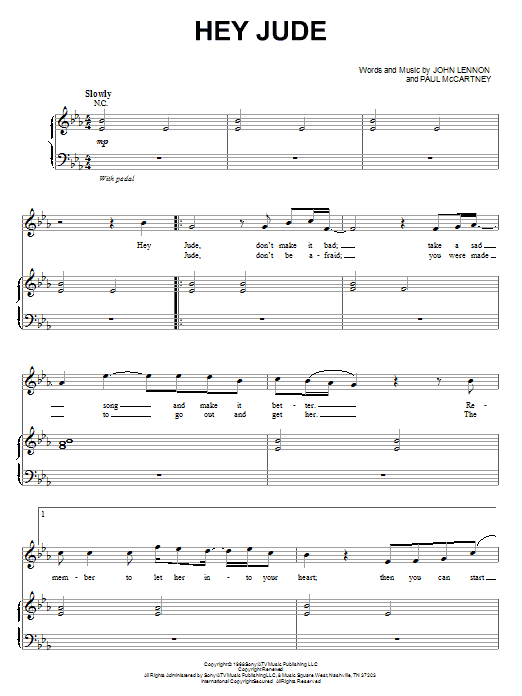 The Beatles Hey Jude (from Across The Universe) sheet music notes and chords arranged for Piano & Vocal