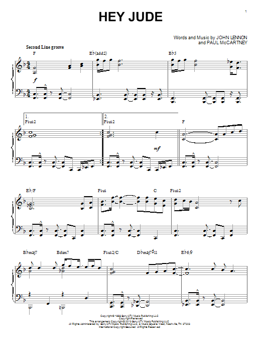 The Beatles Hey Jude [Jazz version] (arr. Brent Edstrom) sheet music notes and chords arranged for Piano Solo