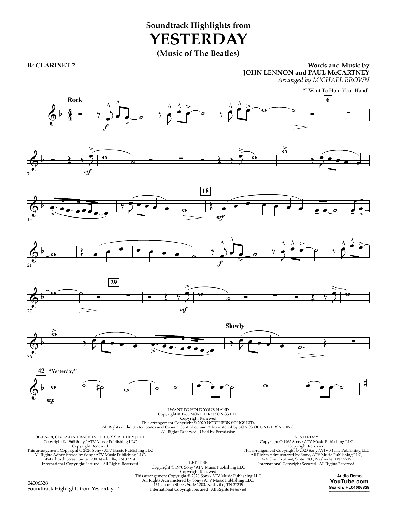 The Beatles Highlights from Yesterday (Music Of The Beatles) (arr. Michael Brown) - Bb Clarinet 2 sheet music notes and chords arranged for Concert Band
