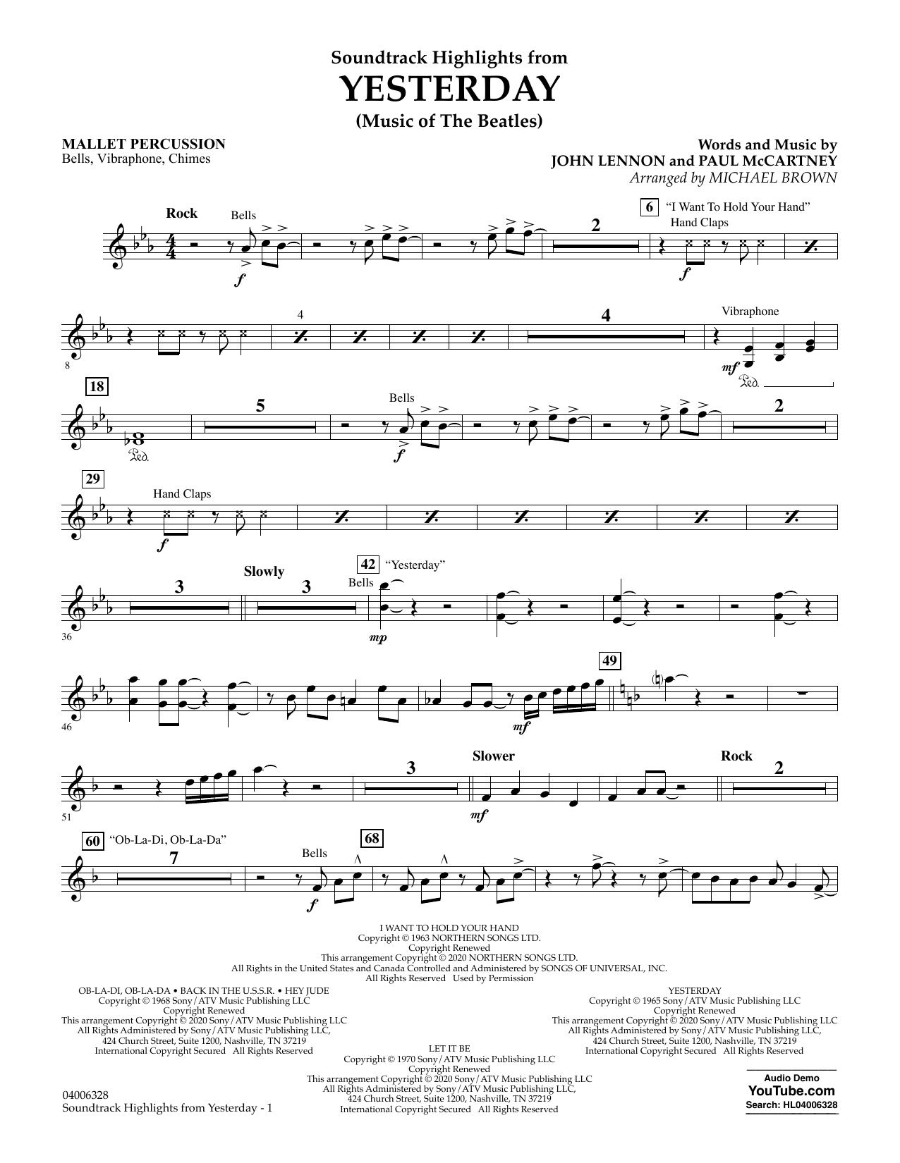 The Beatles Highlights from Yesterday (Music Of The Beatles) (arr. Michael Brown) - Mallet Percussion sheet music notes and chords arranged for Concert Band