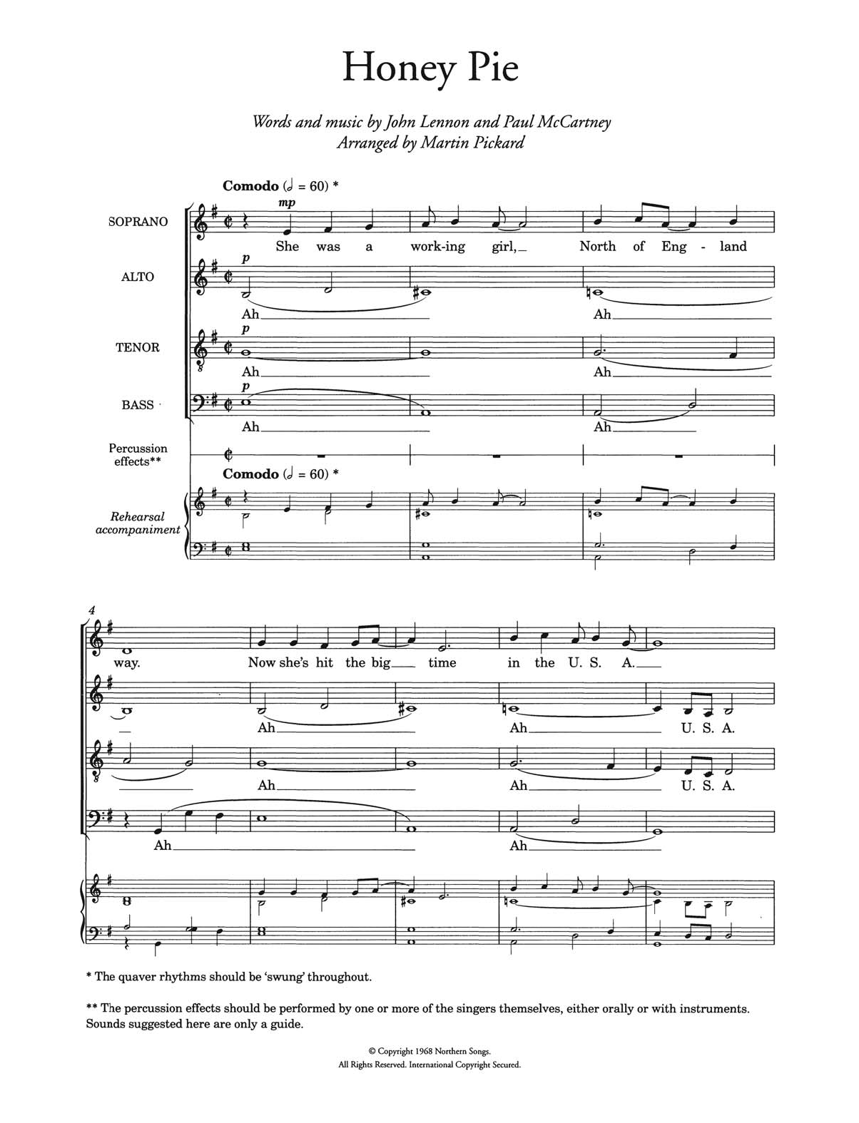 The Beatles Honey Pie (arr. Martin Pickard) sheet music notes and chords arranged for Choir