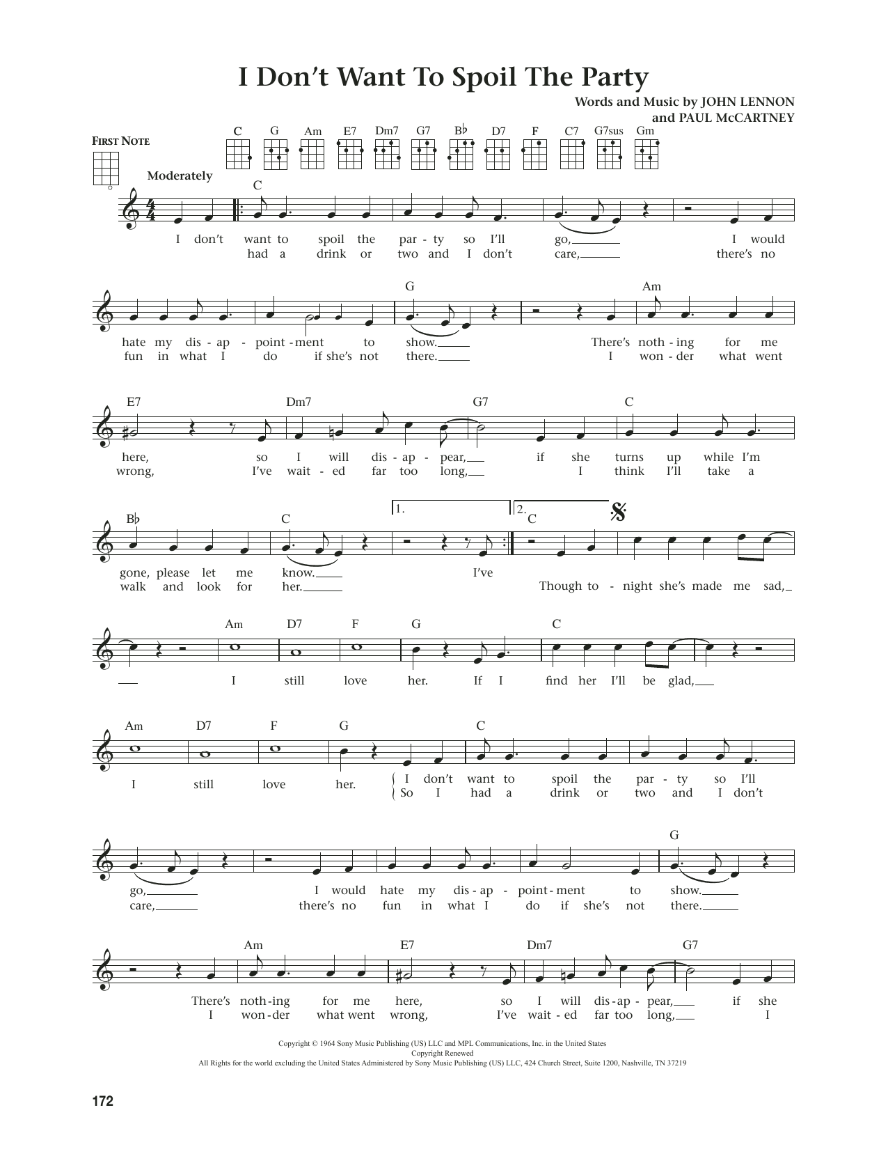 The Beatles I Don't Want To Spoil The Party (from The Daily Ukulele) (arr. Jim Beloff) sheet music notes and chords arranged for Ukulele