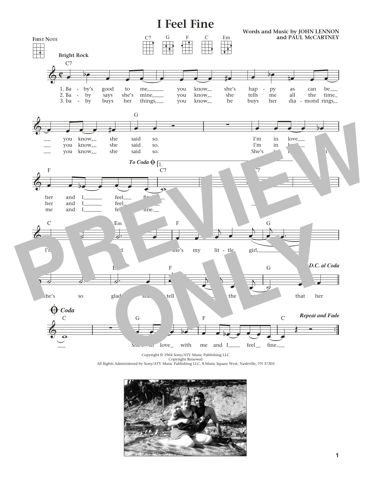 The Beatles I Feel Fine (from The Daily Ukulele) (arr. Liz and Jim Beloff) sheet music notes and chords arranged for Ukulele