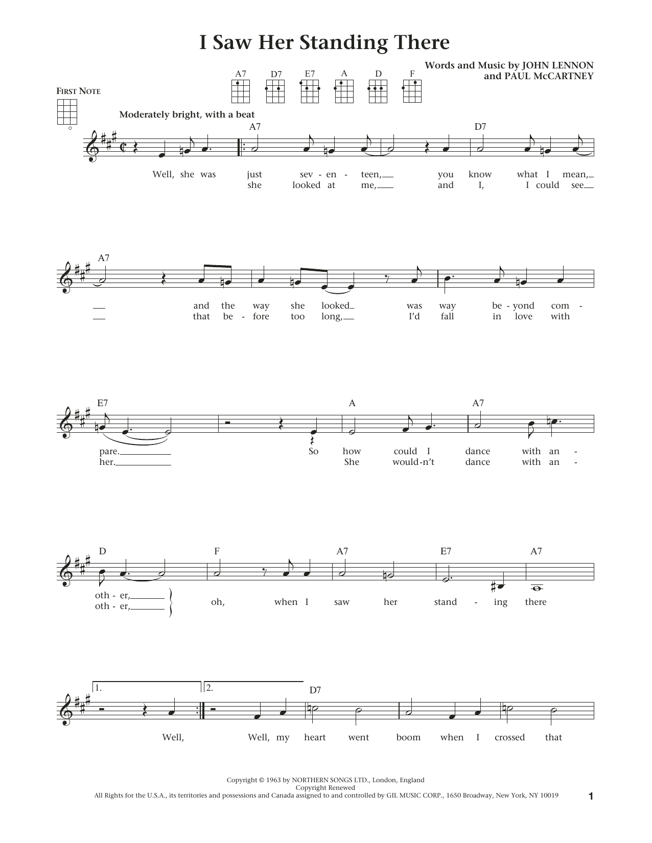The Beatles I Saw Her Standing There (from The Daily Ukulele) (arr. Liz and Jim Beloff) sheet music notes and chords arranged for Ukulele