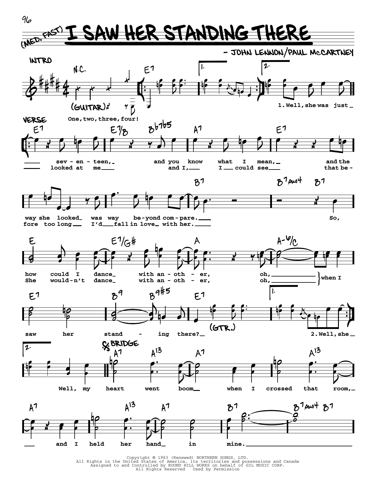 The Beatles I Saw Her Standing There [Jazz version] sheet music notes and chords arranged for Real Book – Melody, Lyrics & Chords