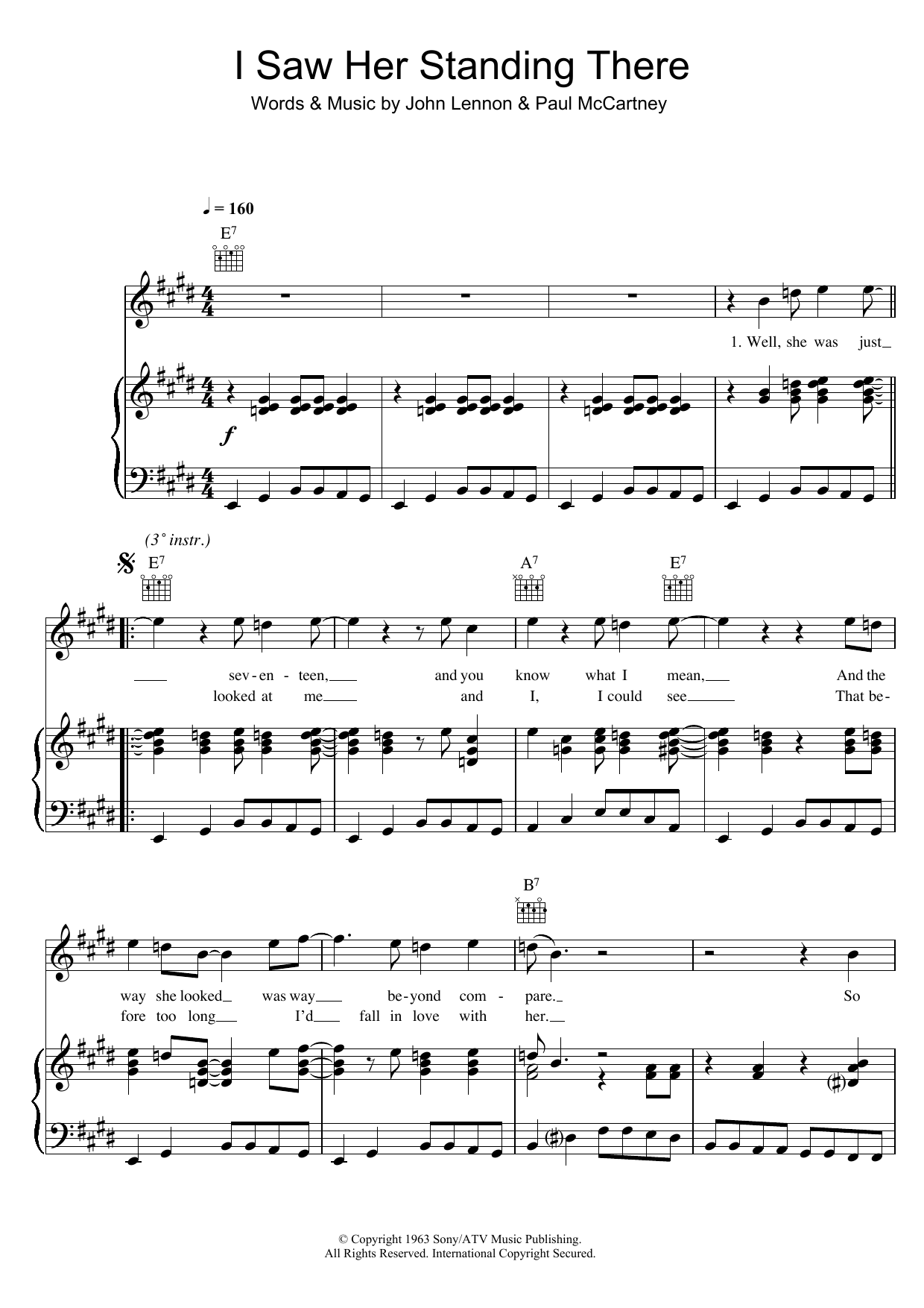 The Beatles I Saw Her Standing There sheet music notes and chords arranged for Clarinet Solo