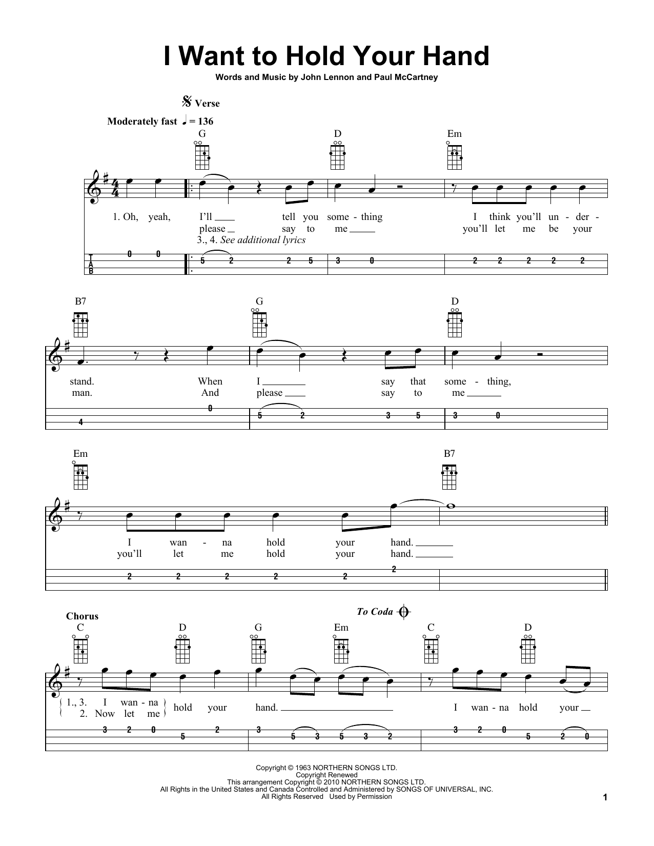 The Beatles I Want To Hold Your Hand (arr. Bobby Westfall) sheet music notes and chords arranged for Mandolin