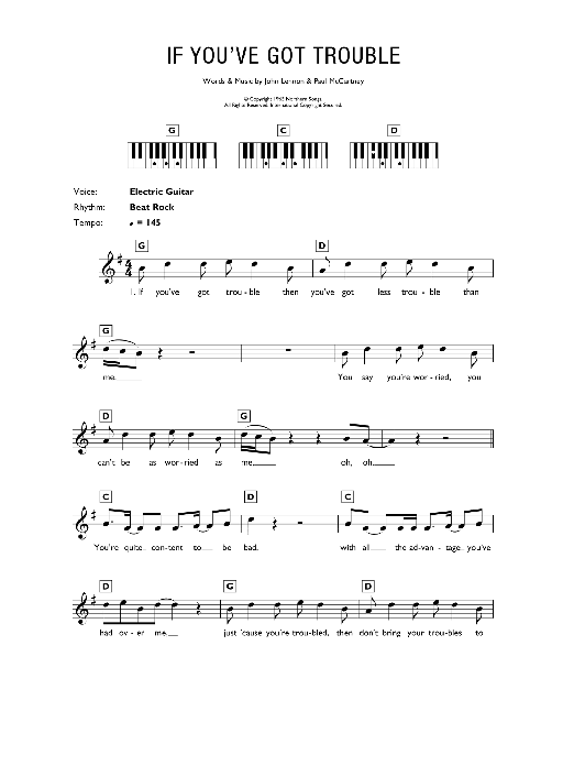 The Beatles If You've Got Trouble sheet music notes and chords arranged for Piano Chords/Lyrics