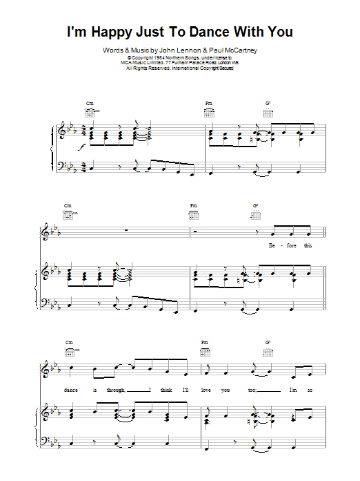 The Beatles I'm Happy Just To Dance With You sheet music notes and chords arranged for Flute Solo