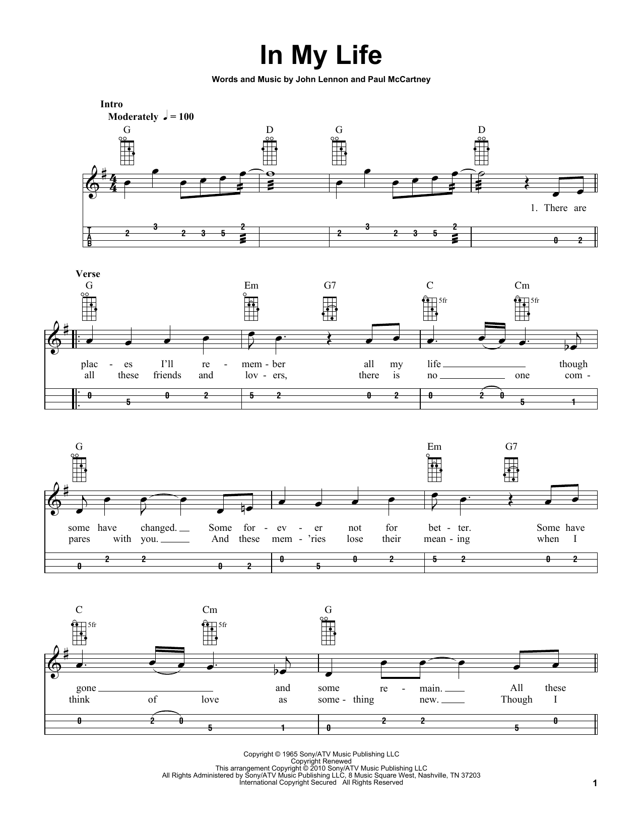 The Beatles In My Life (arr. Bobby Westfall) sheet music notes and chords arranged for Mandolin