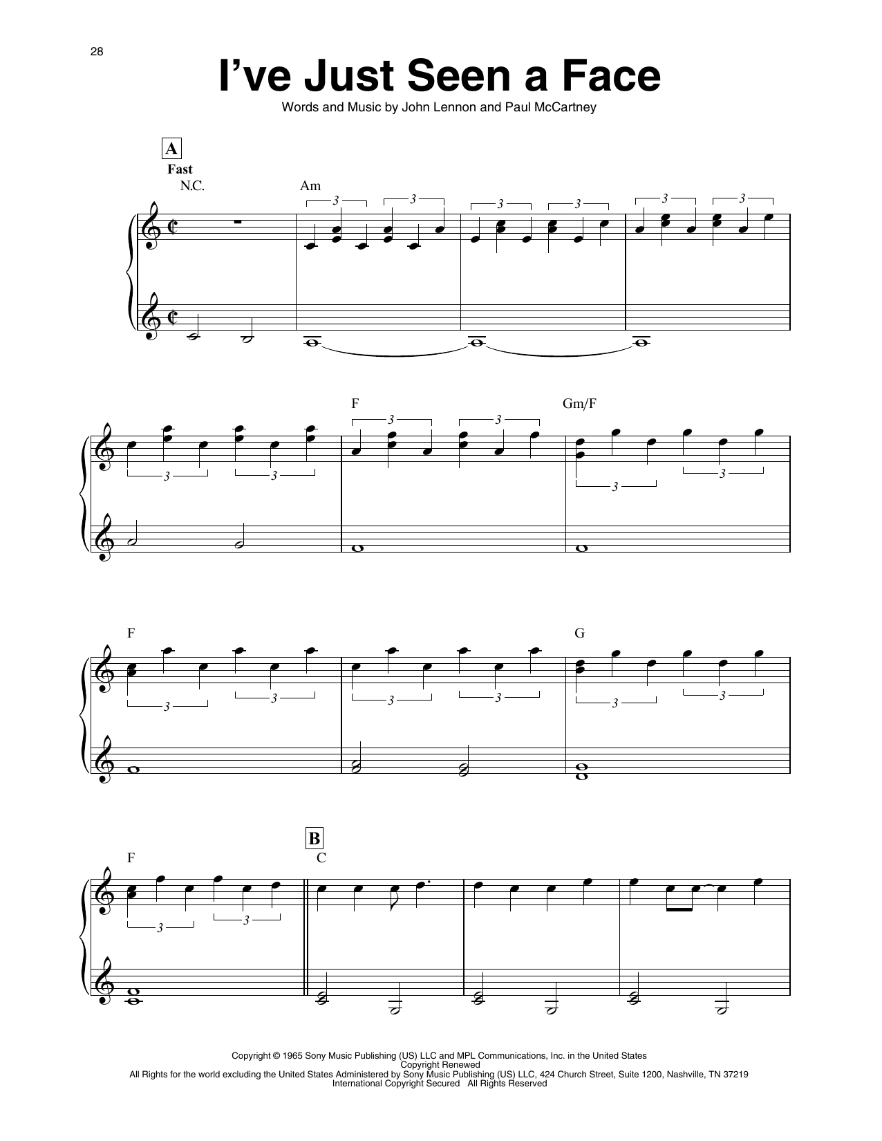 The Beatles I've Just Seen A Face (arr. Maeve Gilchrist) sheet music notes and chords arranged for Harp