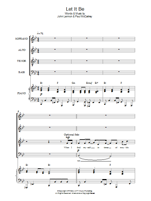 The Beatles Let It Be (arr. Simon Foxley) sheet music notes and chords arranged for SATB Choir