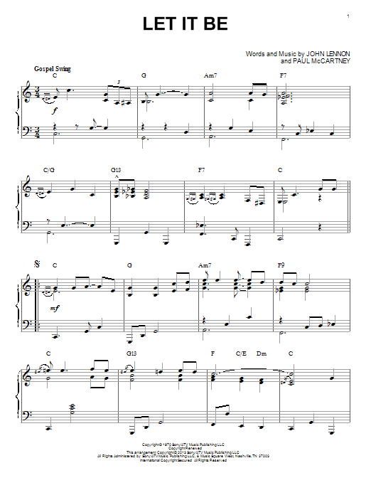 The Beatles Let It Be [Jazz version] (arr. Brent Edstrom) sheet music notes and chords arranged for Piano Solo