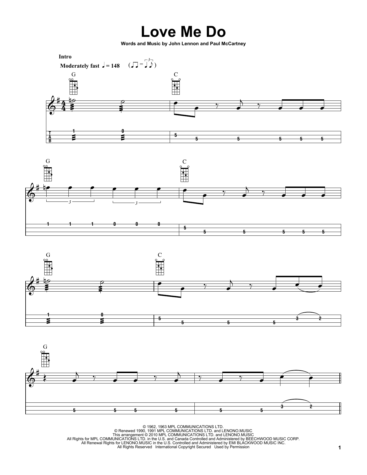 The Beatles Love Me Do (arr. Bobby Westfall) sheet music notes and chords arranged for Mandolin